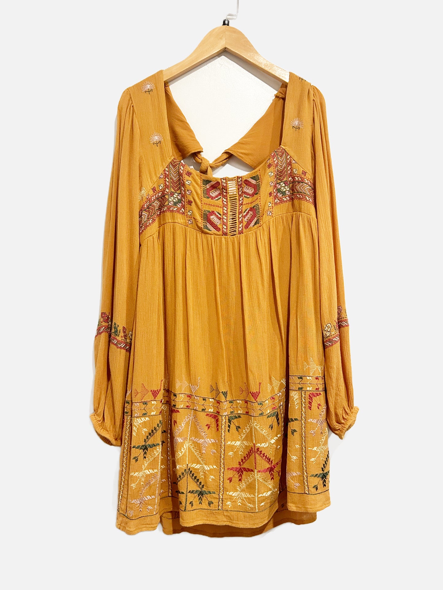 Free People Rhiannon Tan Embroidered Dress - Medium