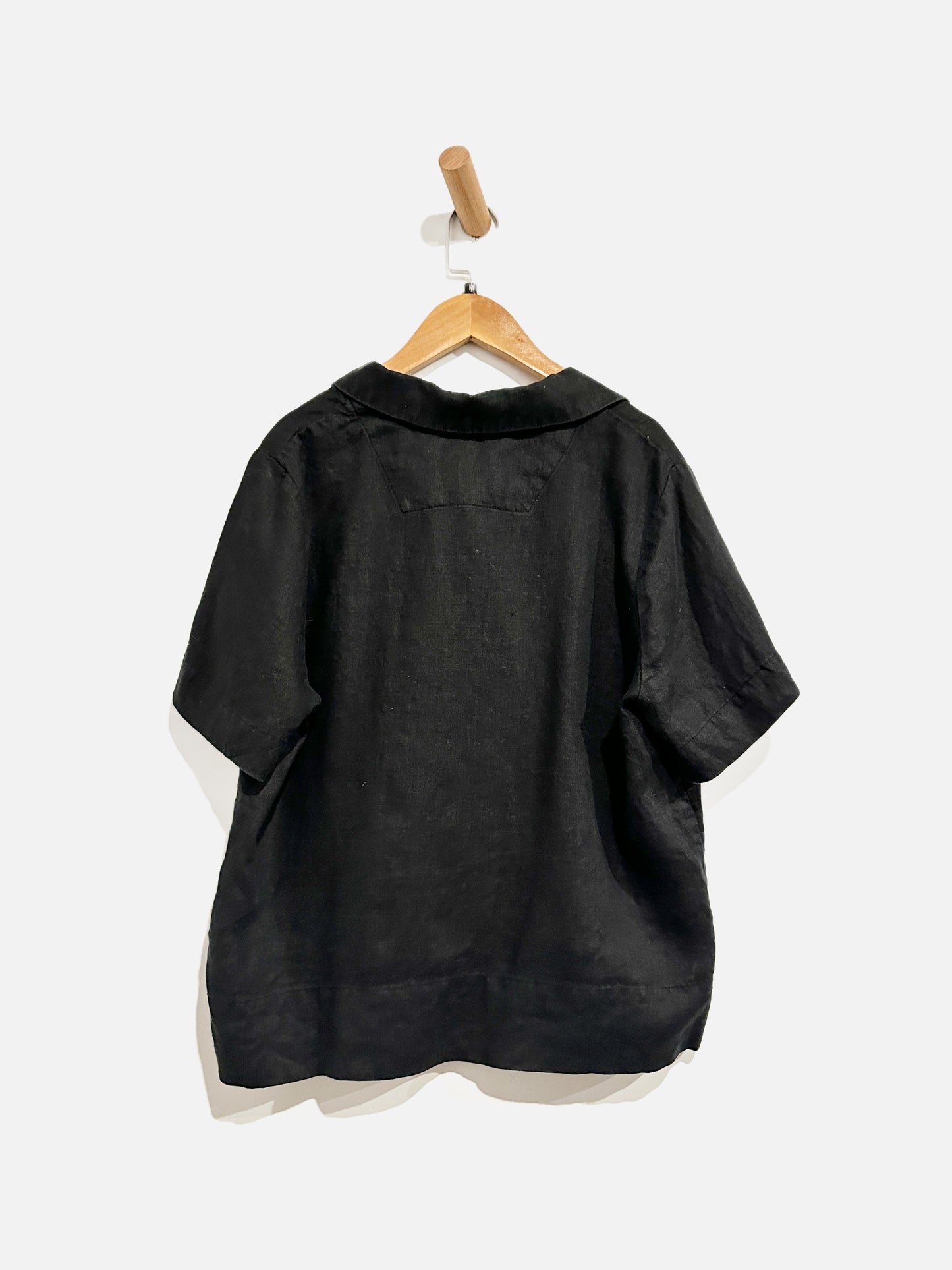 Quince Black Linen SS Button Down - Medium