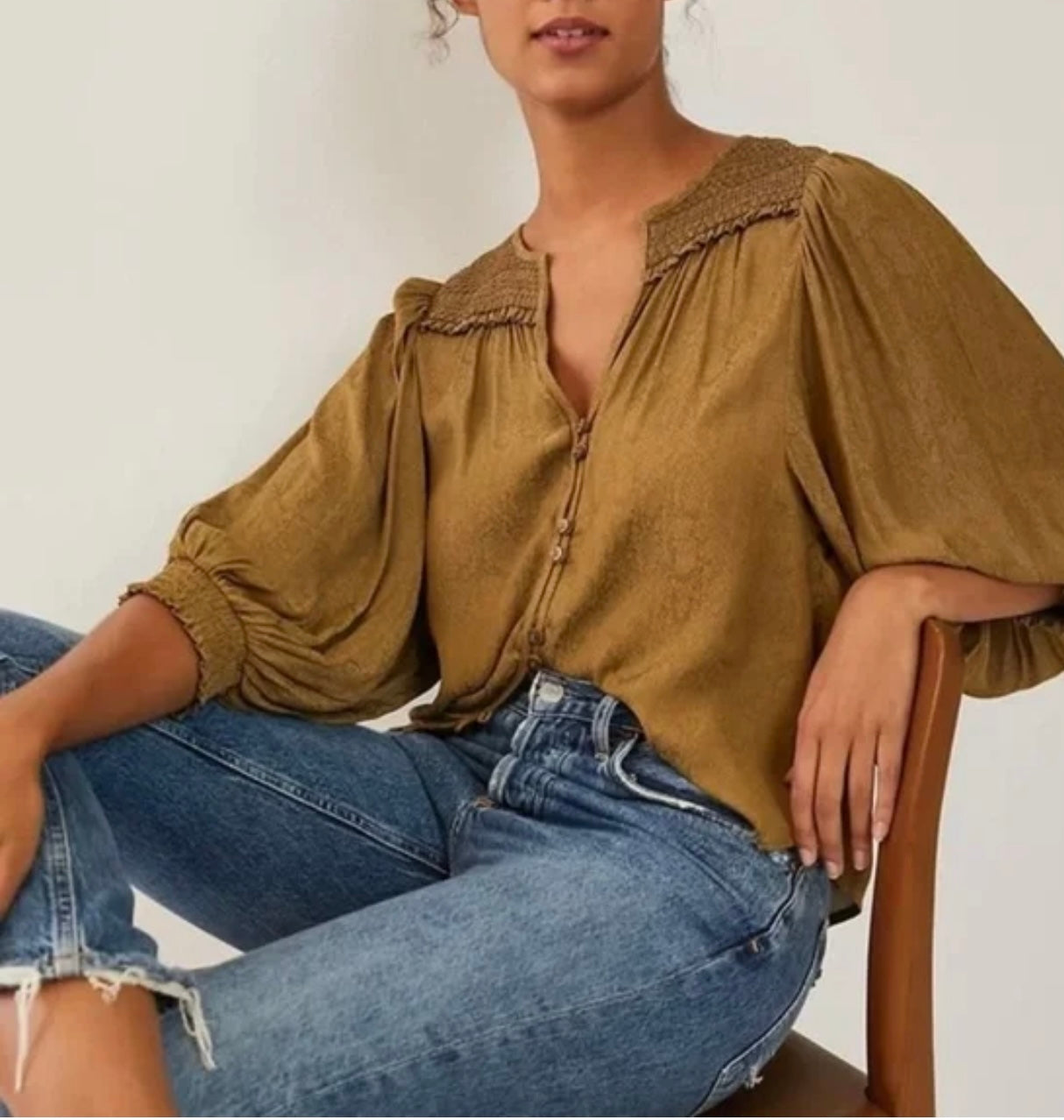 Anthropologie Brown Snake Print Button Down Blouse - 2X
