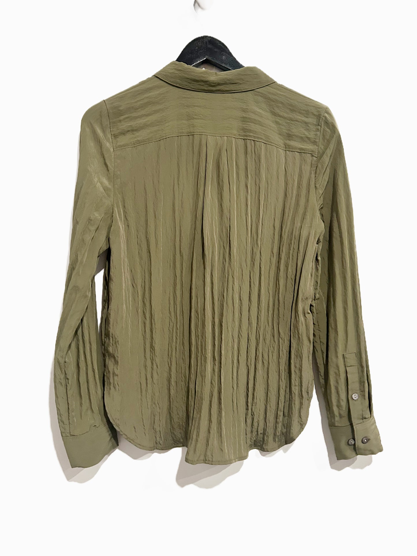 Madewell Crinkled Button-Up Shirt in Desert Olive - Medium