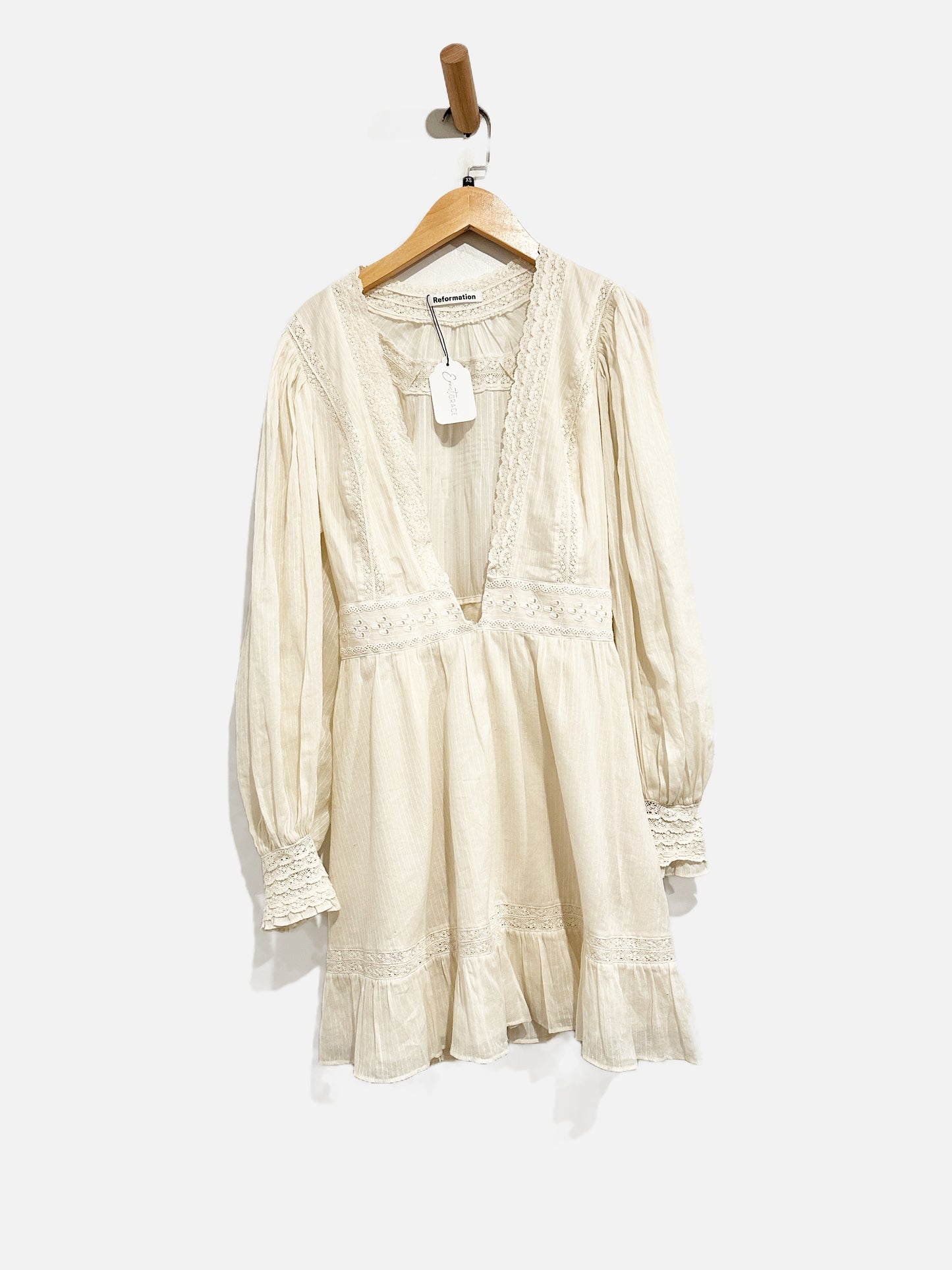 Reformation Elisabetta White Lace Detail Dress - 2