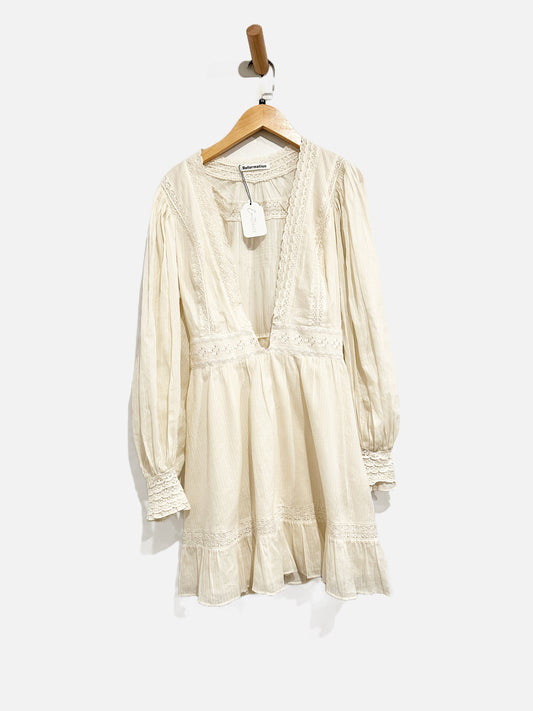 Reformation Elisabetta White Lace Detail Dress - 2