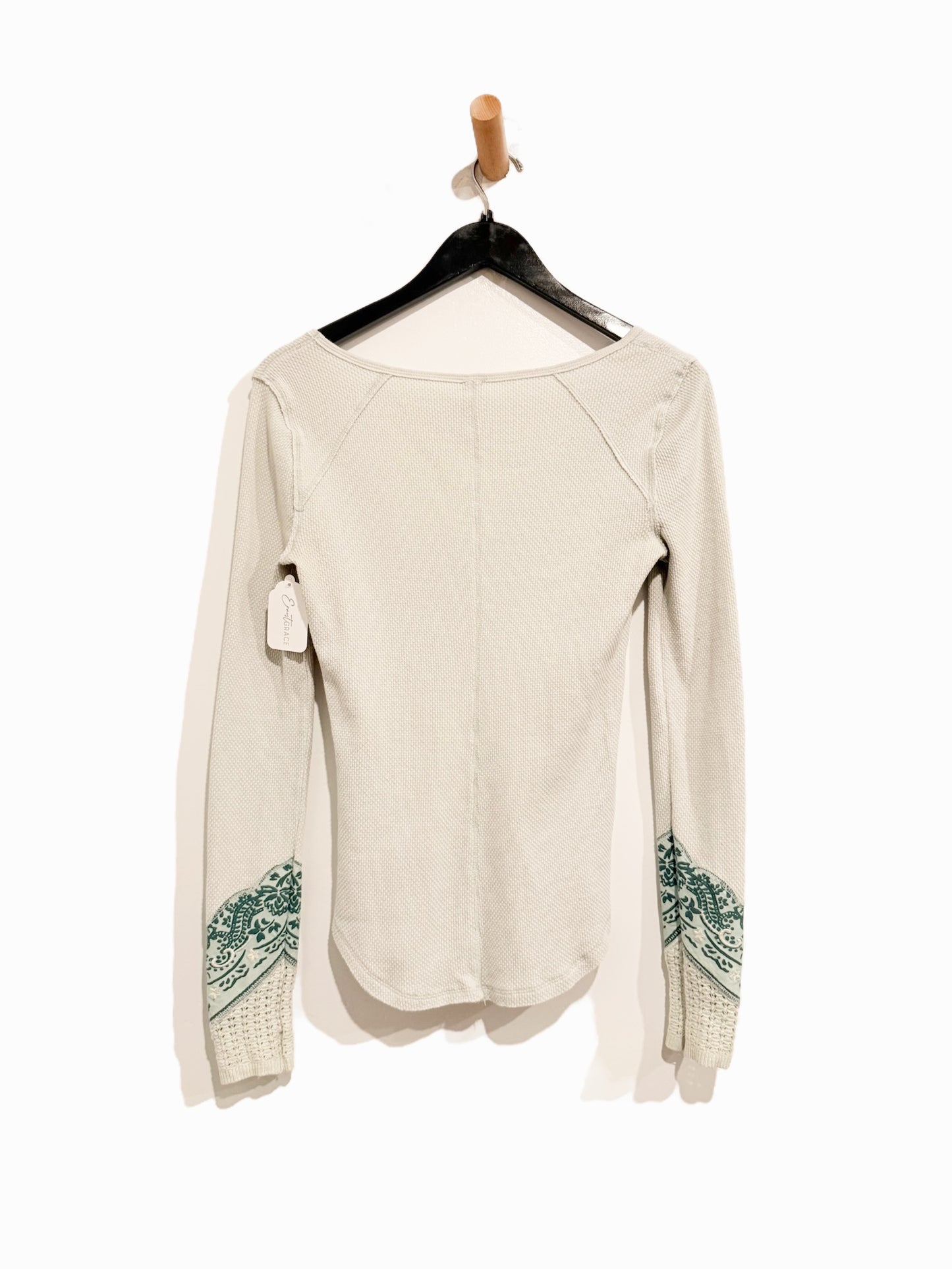 Free People Bandana Cuff Thermal Top in Mint - Medium