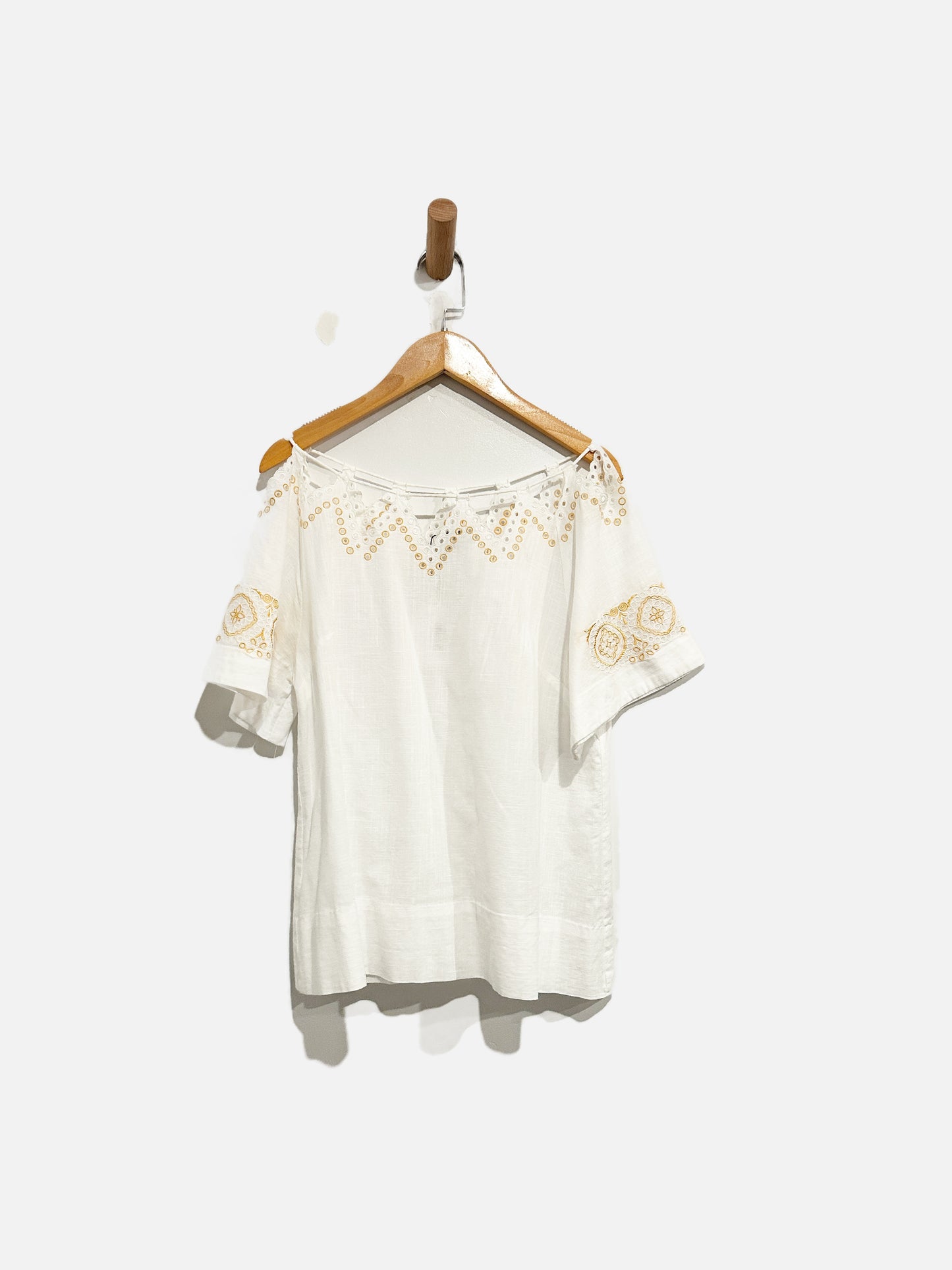 Madewell White Linen Embroidered Tank - XXS