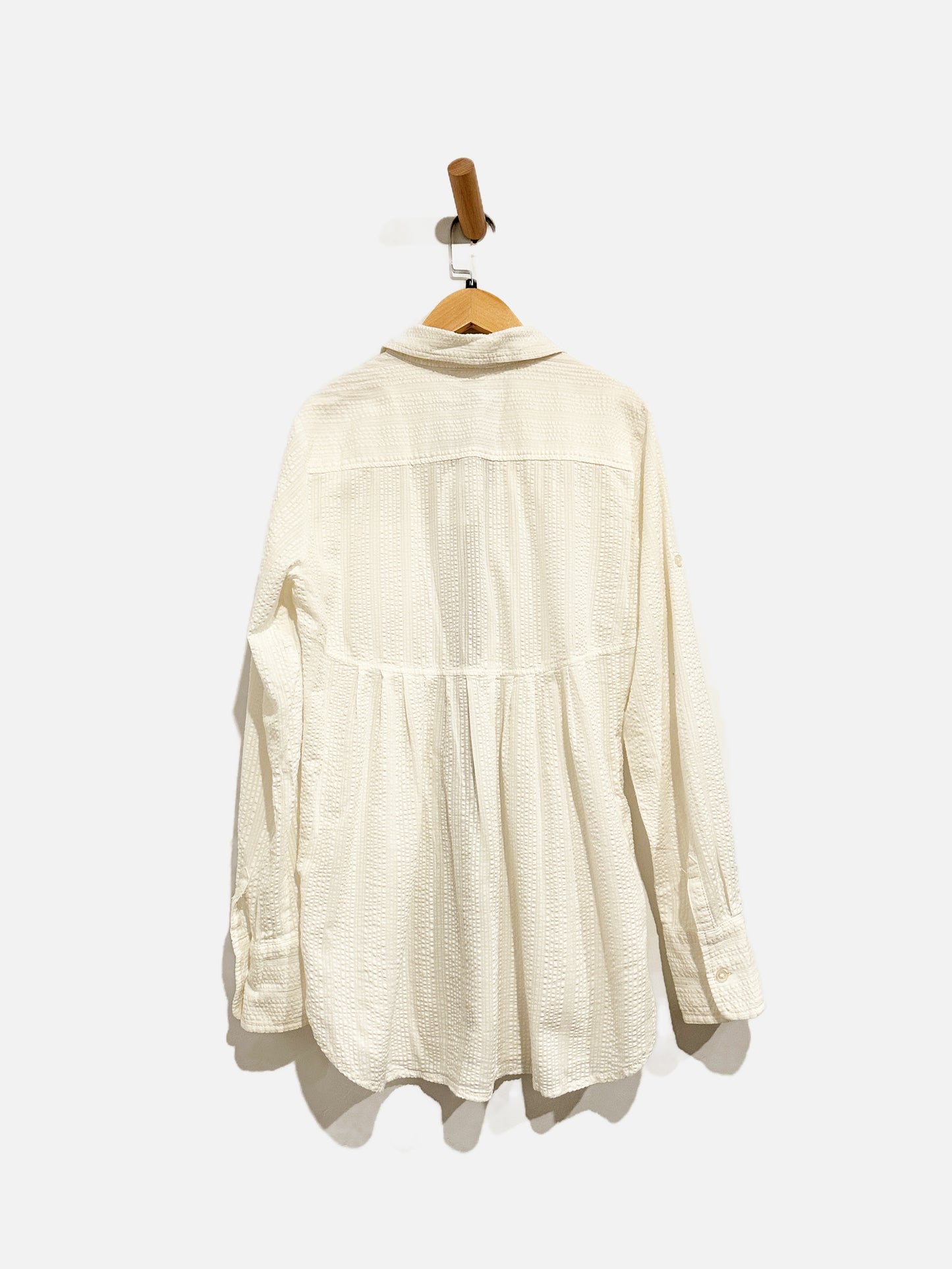 Free People White Textured Button Down - 8