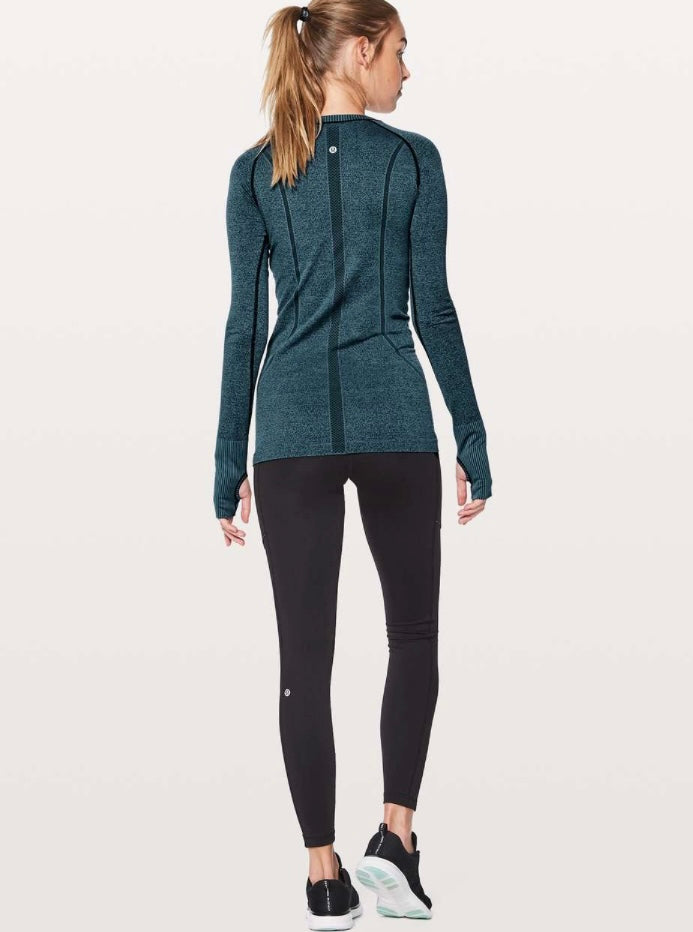 Lululemon Swiftly Tech Long Sleeve Crew Black / Desert Teal - 14
