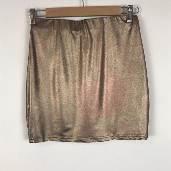 Ira Off Shoulder Mini Skirt Set in Bronze Size Small