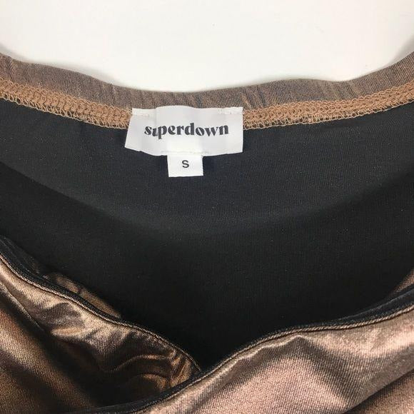 Ira Off Shoulder Mini Skirt Set in Bronze Size Small