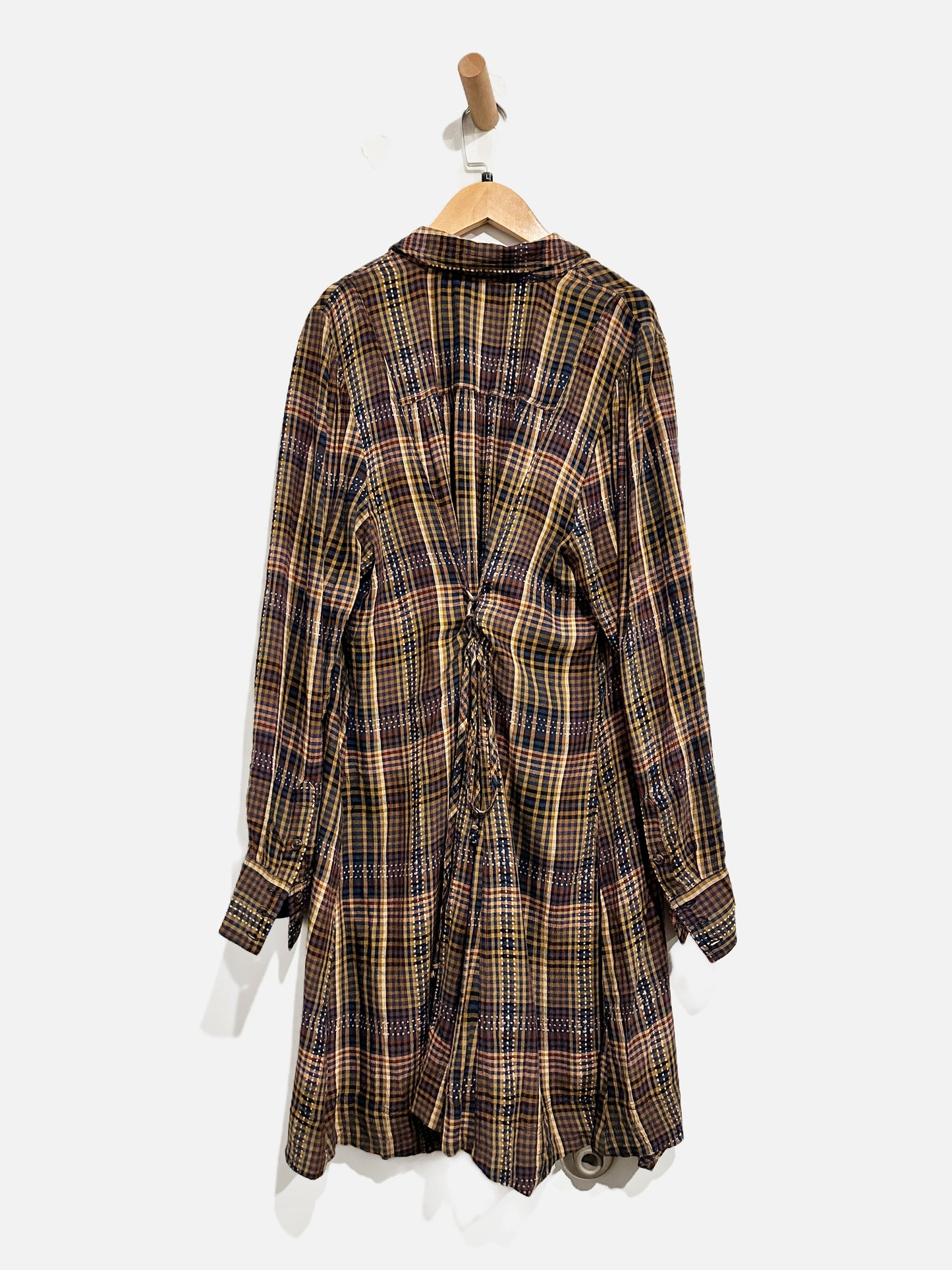 Anthropologie Plaid Button Front Dress - Large