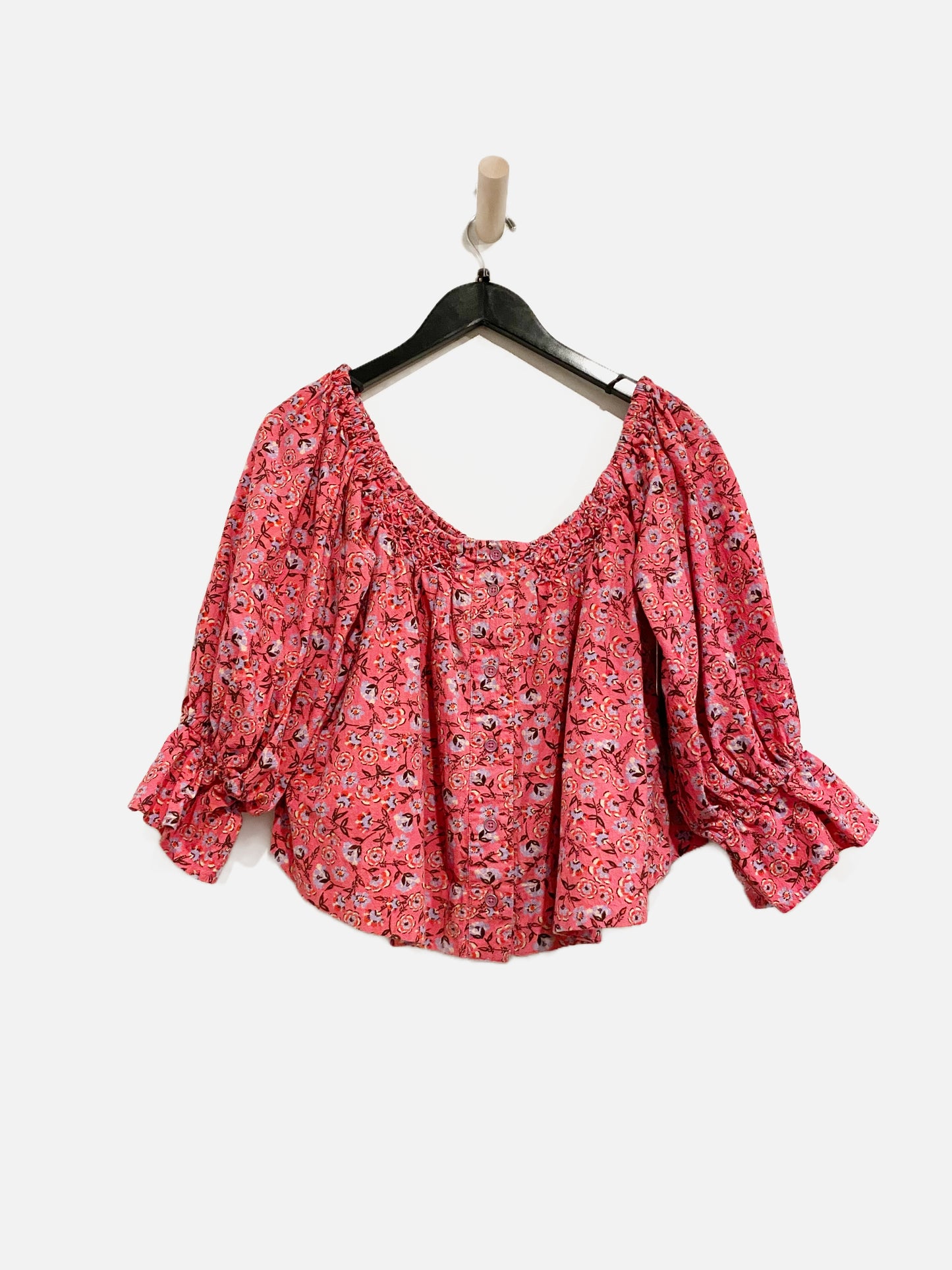 Free People Pink Floral Blouse - Large