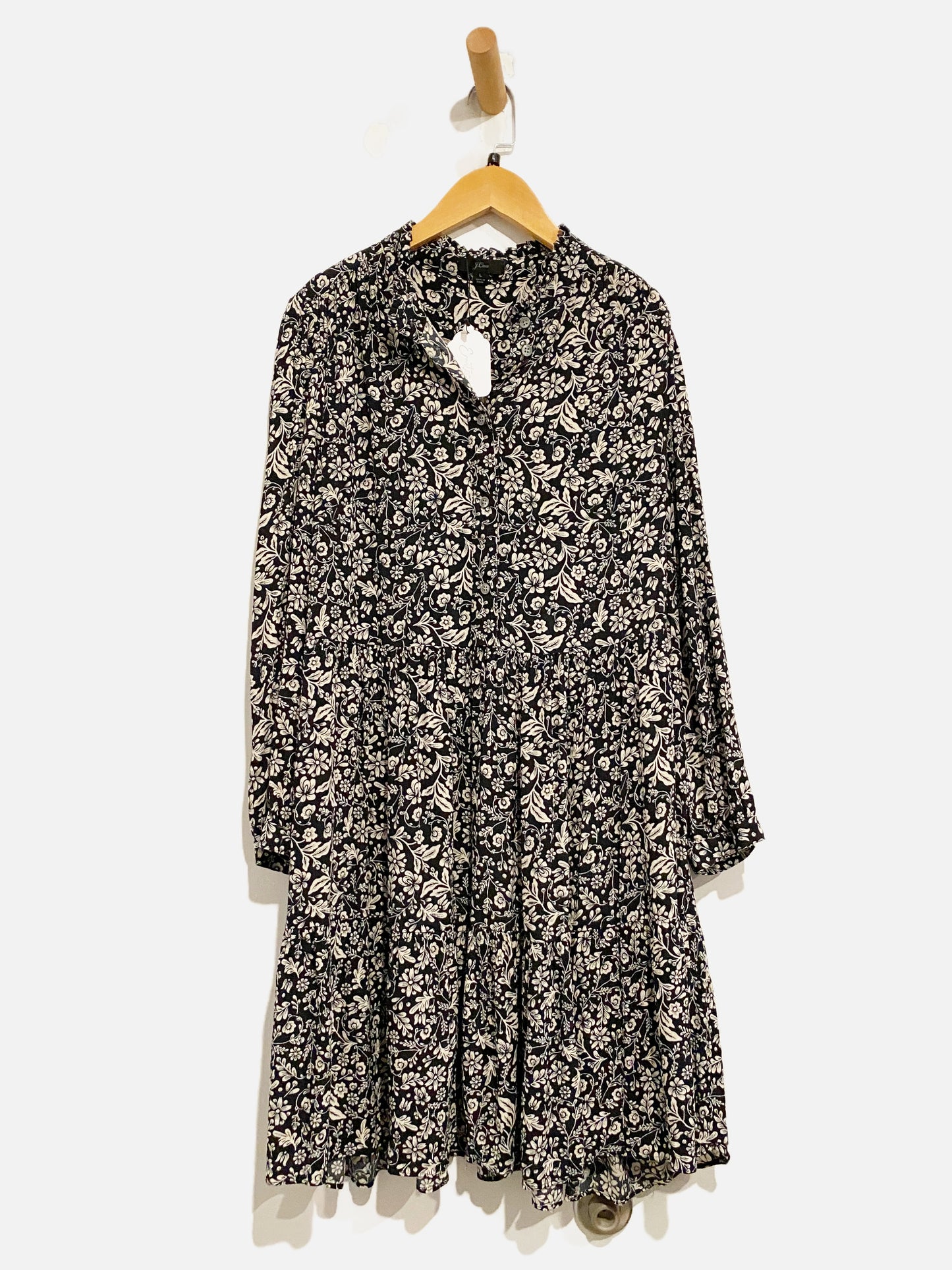 J.Crew Black Floral Mini Dress - Large