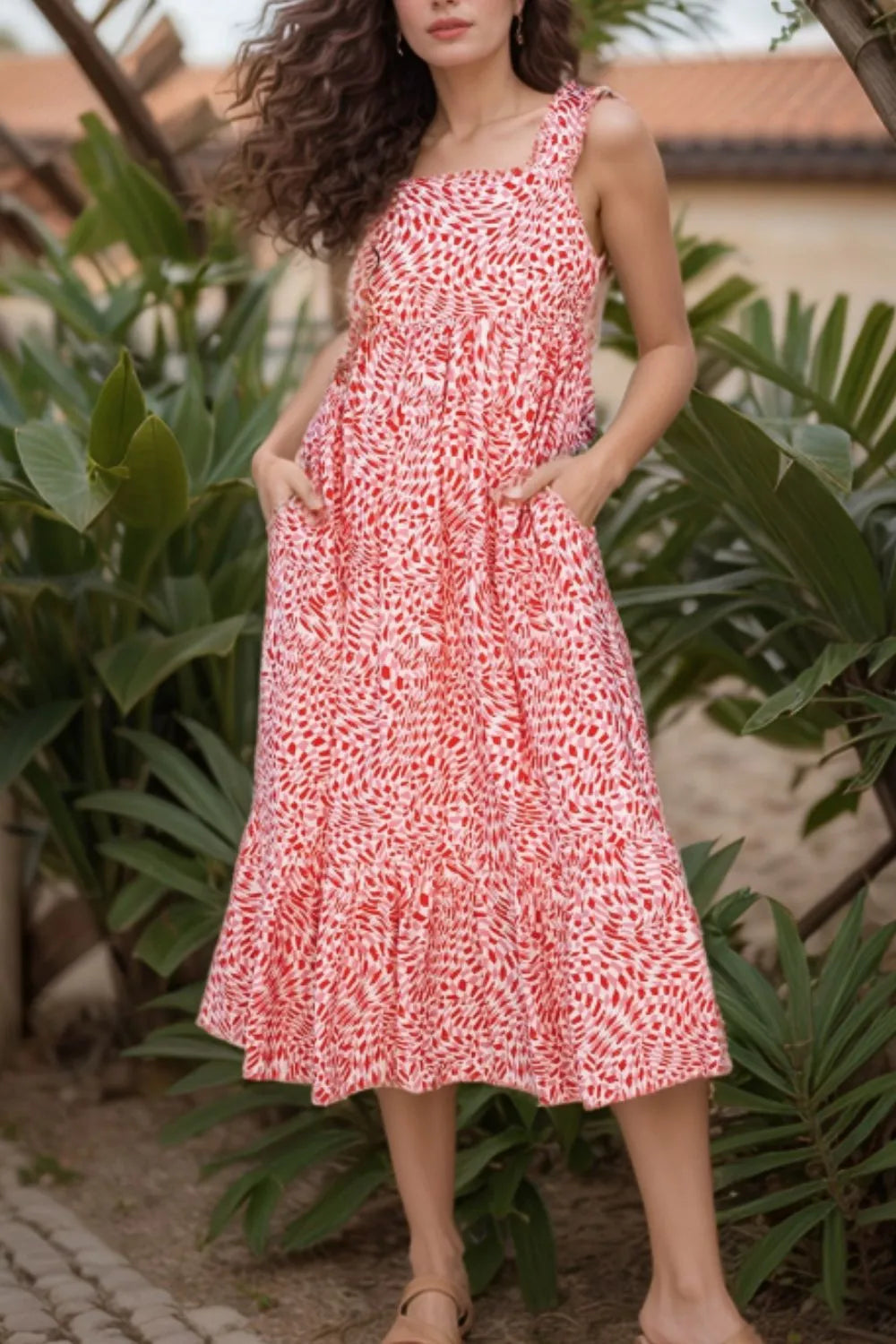 Keriella Red and Pink Midi Tank Dress - Large