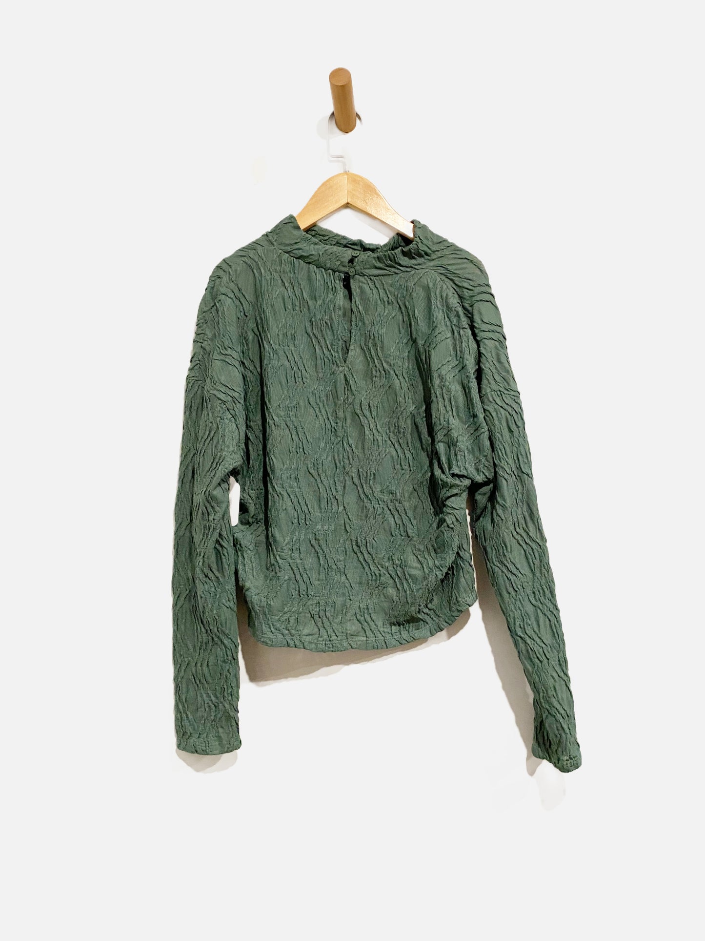 Anthropologie Green Mock Neck LS Top