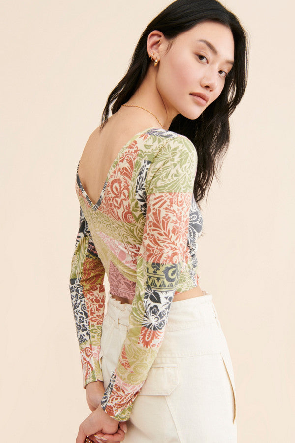 Anthropologie Daily Practice Green Print LS - XXS