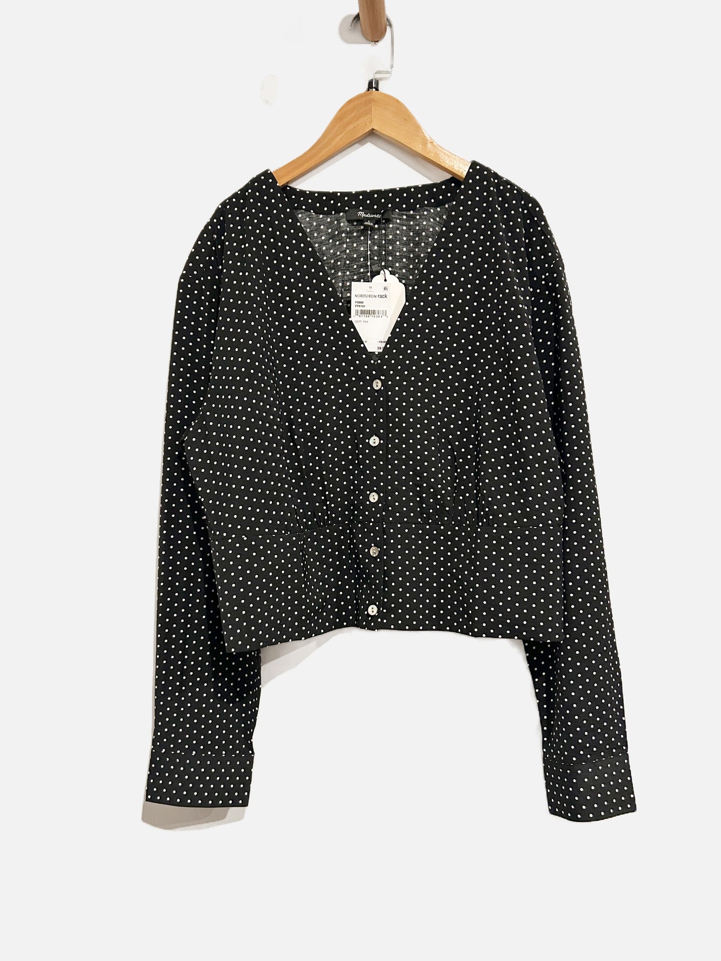 Madewell Black Polka Dot Blouse - Large