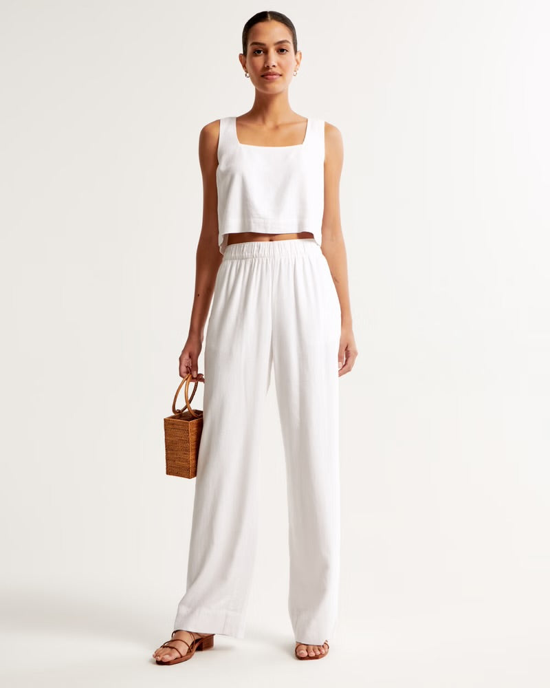 Abercrombie & Fitch White Linen Pants - Small