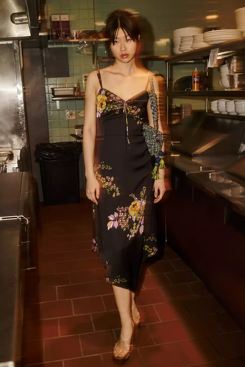 Urban Outfitters Black Floral Keyhole Dress - Small