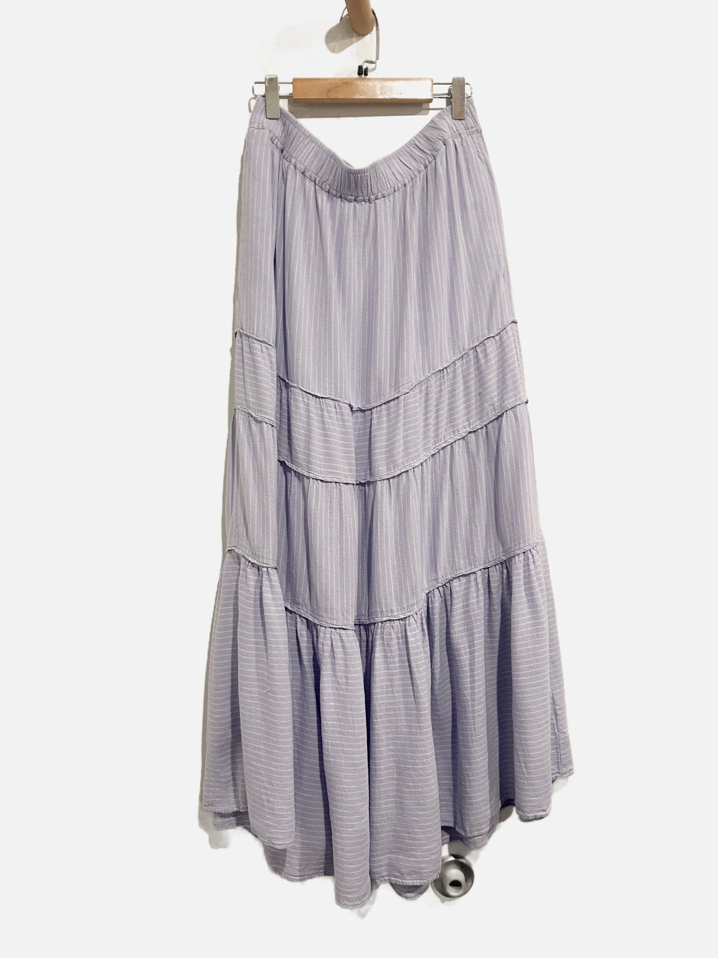 Madewell Purple and White Stripe Midi Skirt- Medium