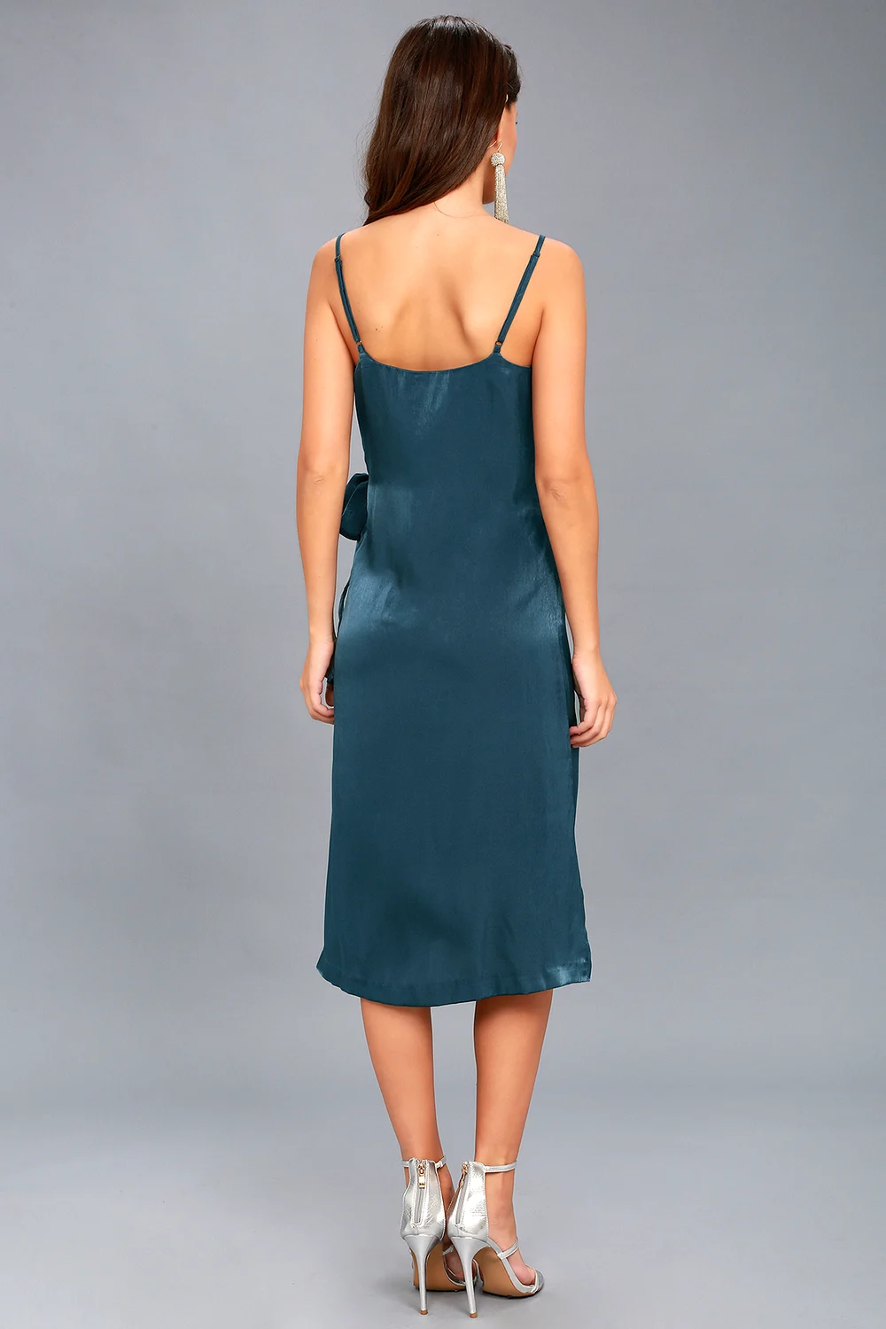 Lulus Blue Wrap Front Midi Dress - Medium