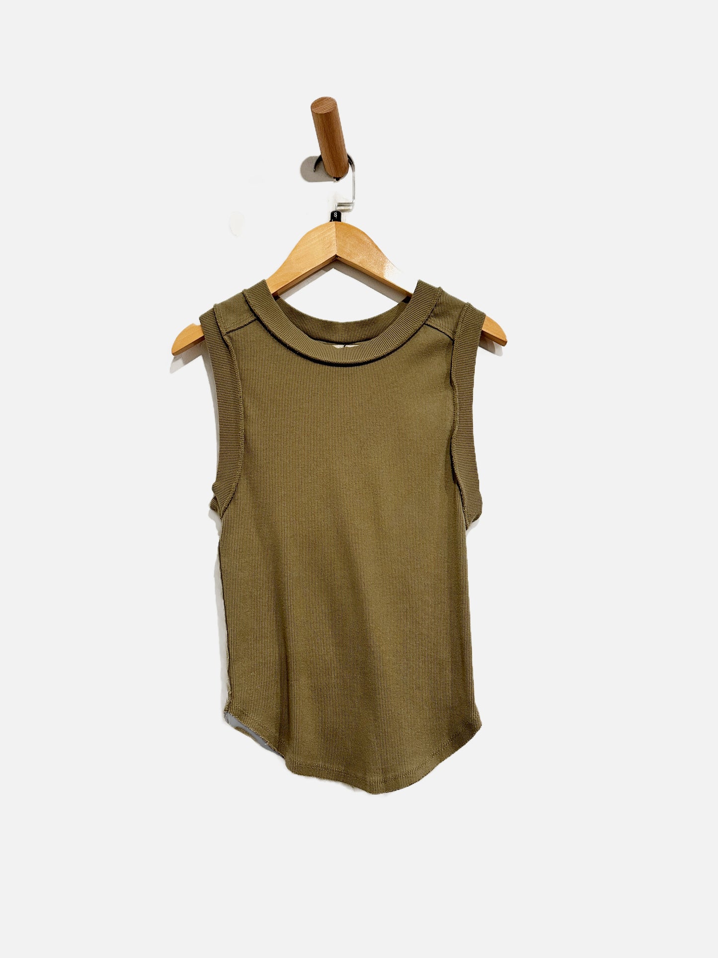 Free People Kate Green Ribbed Tank - Small