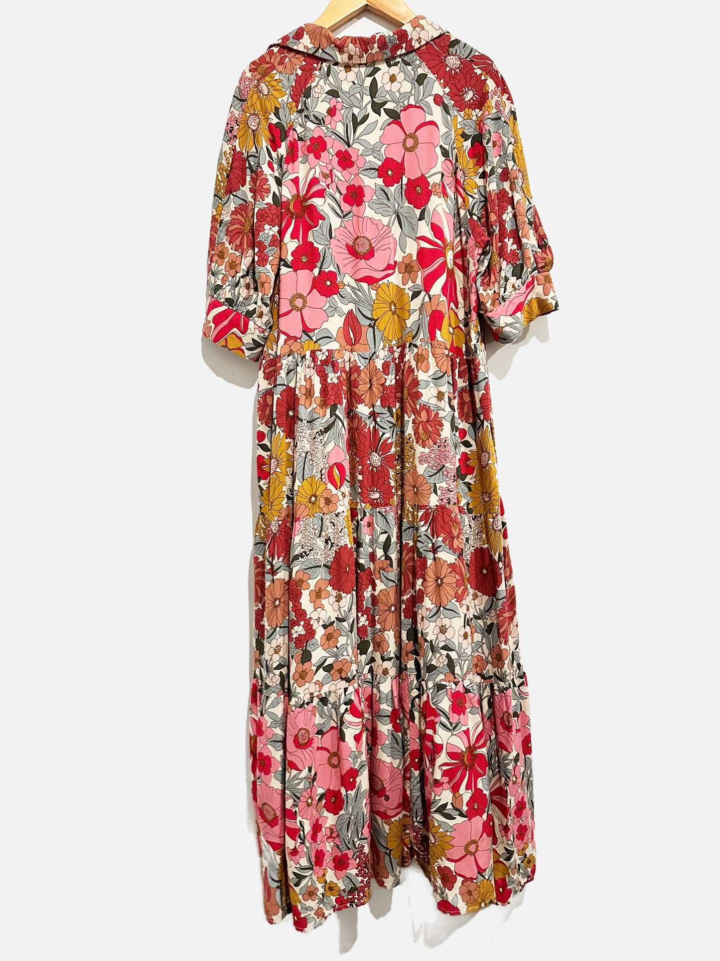 Natural Life Rebecca Midi Dress in Pink Vintage Floral - Medium