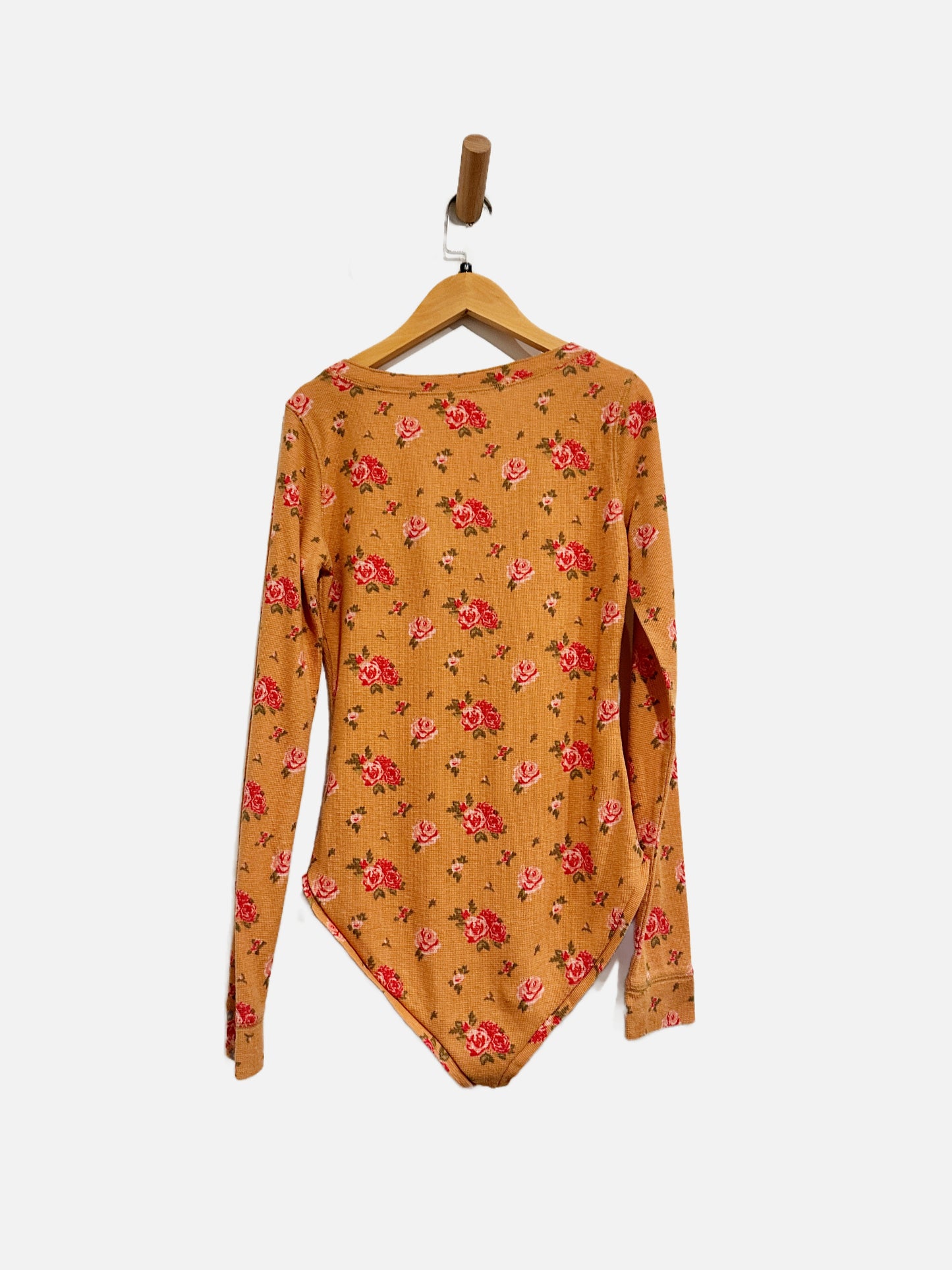 Free People Orange Floral Body Suit - Medium