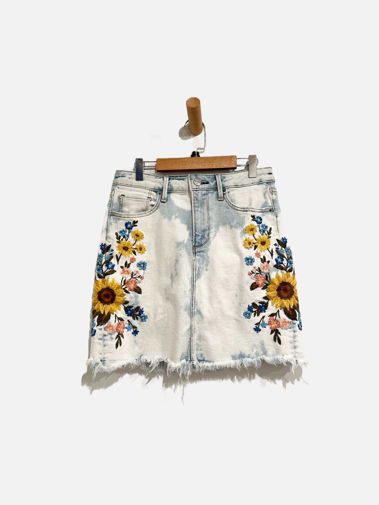 Driftwood Denim Embroidered Skirt - 26