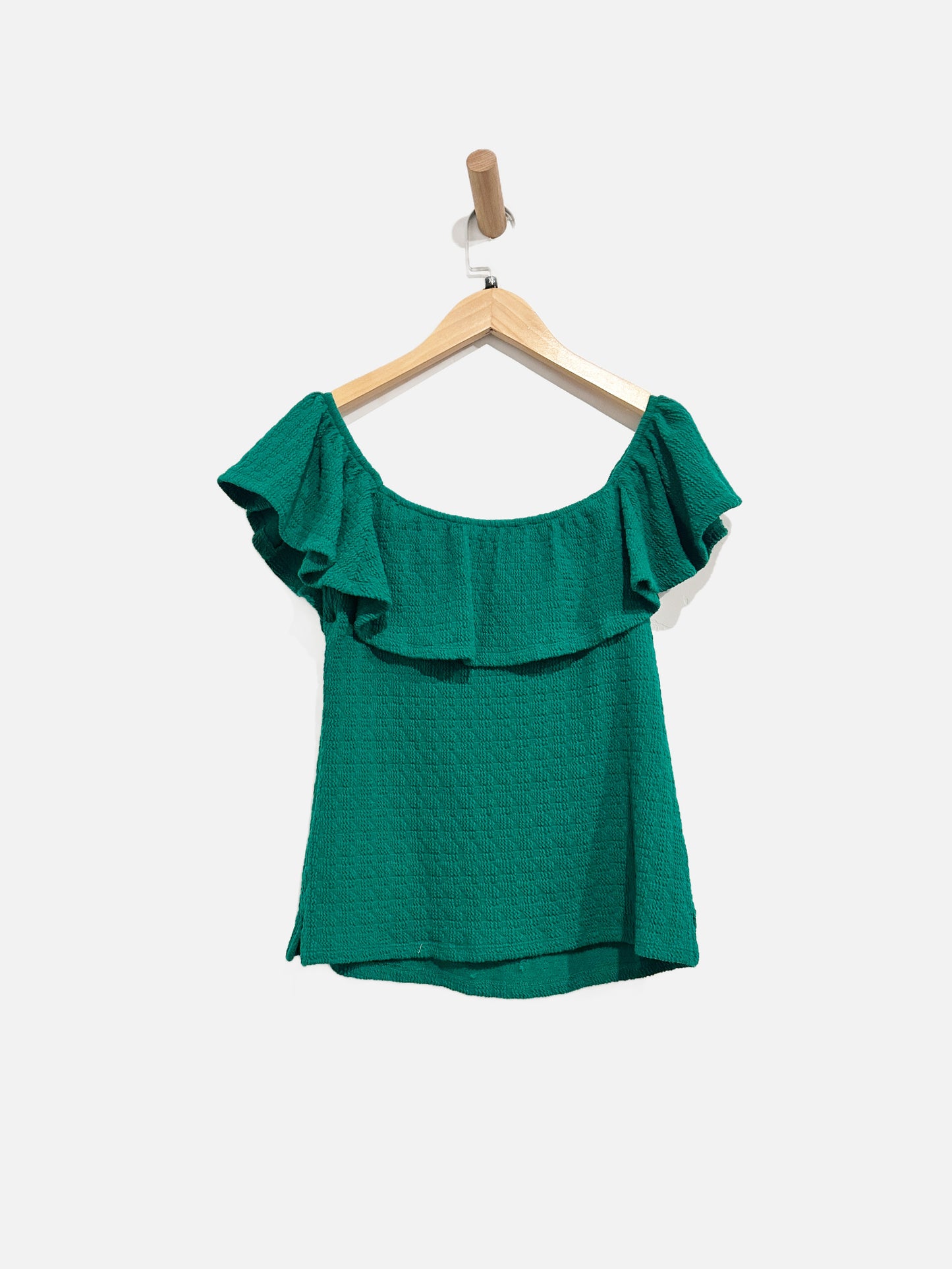 Anthropologie Green Ruffle Tank - XS