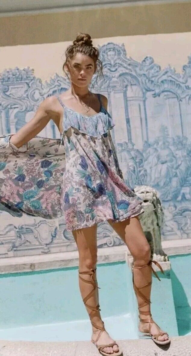 Spell & the Gypsy Blue Floral Mini Dress - Medium