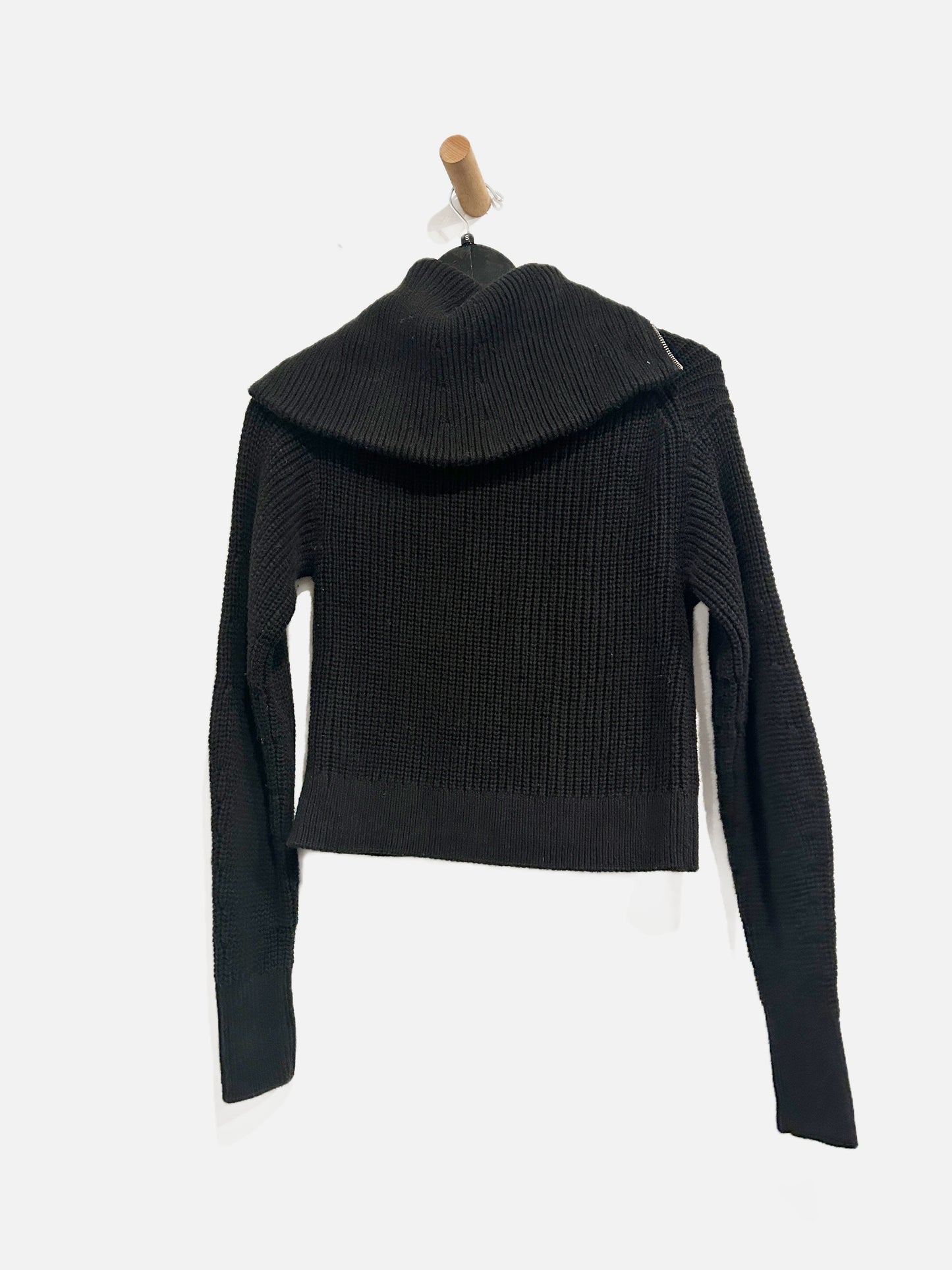 Everlane Black Cable Knit ZIp Up - Small