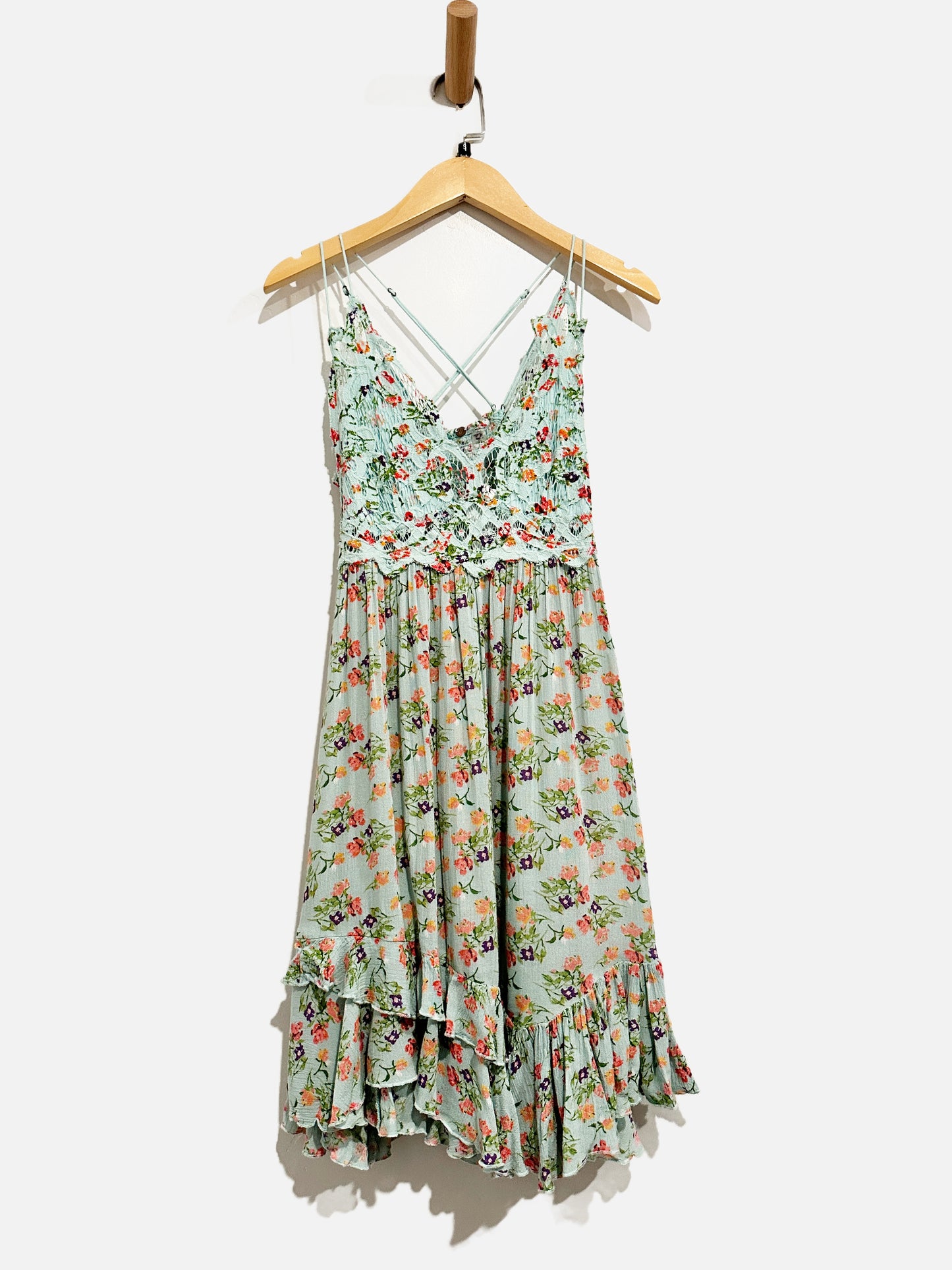 Free People Adella Slip Dress in Blue Floral - Small