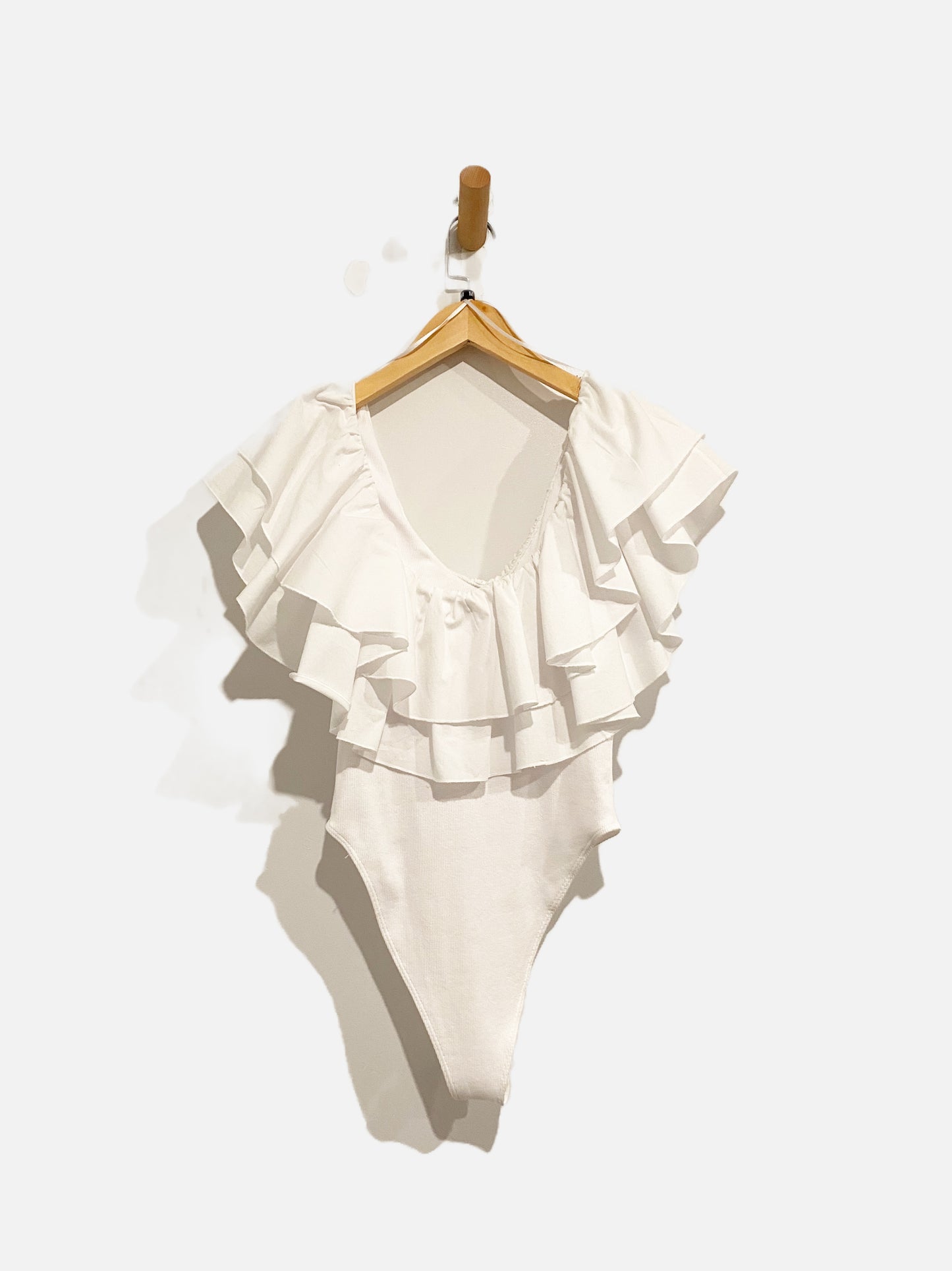 Zara White Ruffle Bodysuit - Medium