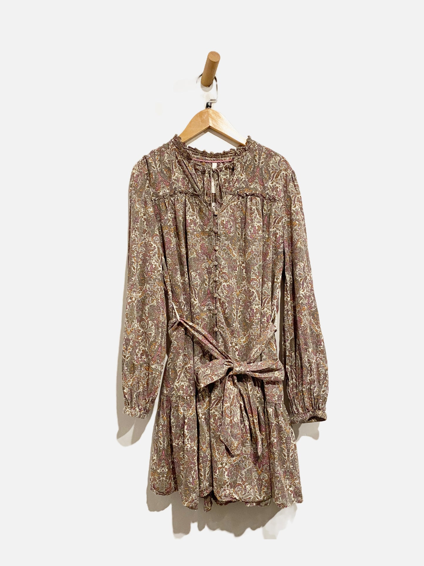 Anthropologie Gray Paisley Mini Dress - XS