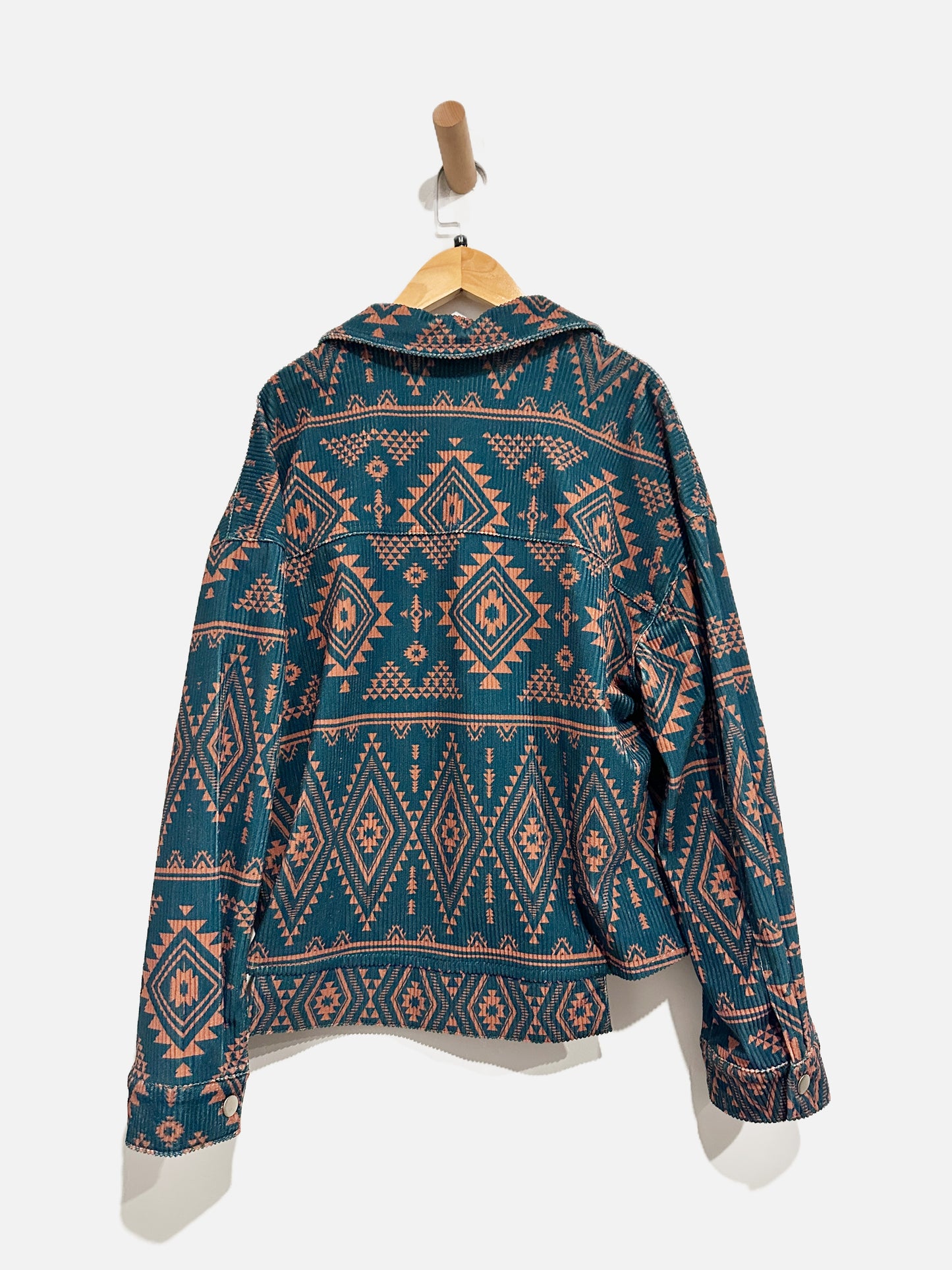 Savanna Jane Teal and Orange Aztec Print Shacket - Medium