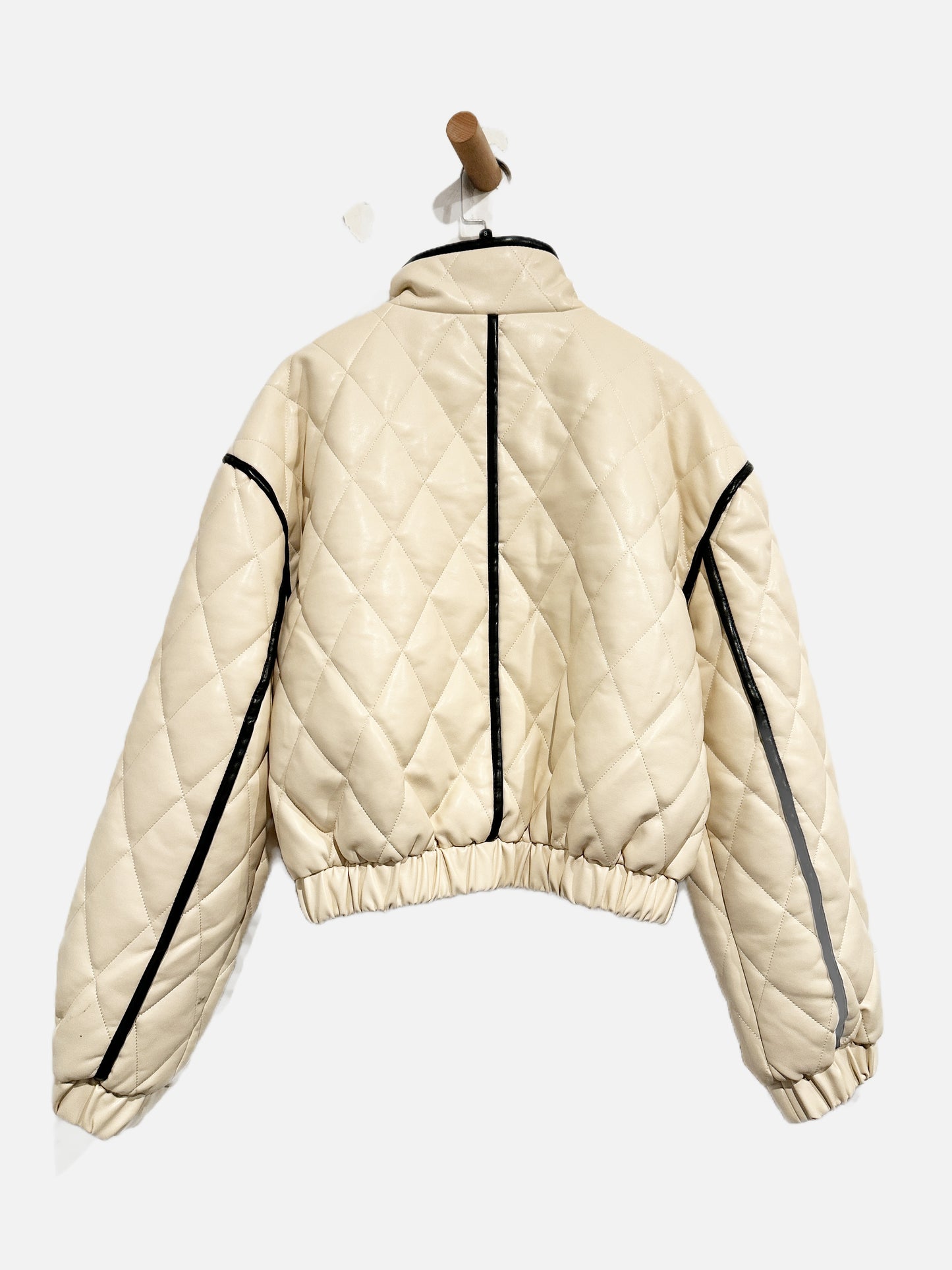 7 For All Mankind Cream w/ Black Trim Jacket - Small