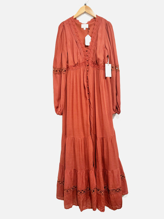 A Collective Story Orange Lace Trim Maxi Dress - XS