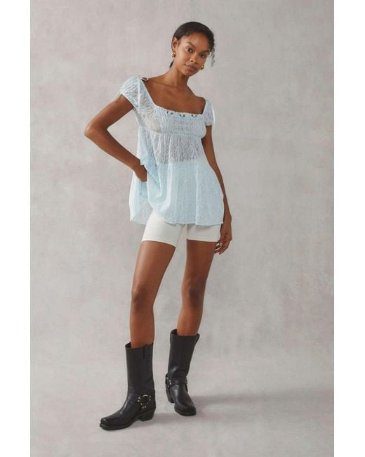 Kimchi Blue Blue Lace Baby Doll Blouse - Medium