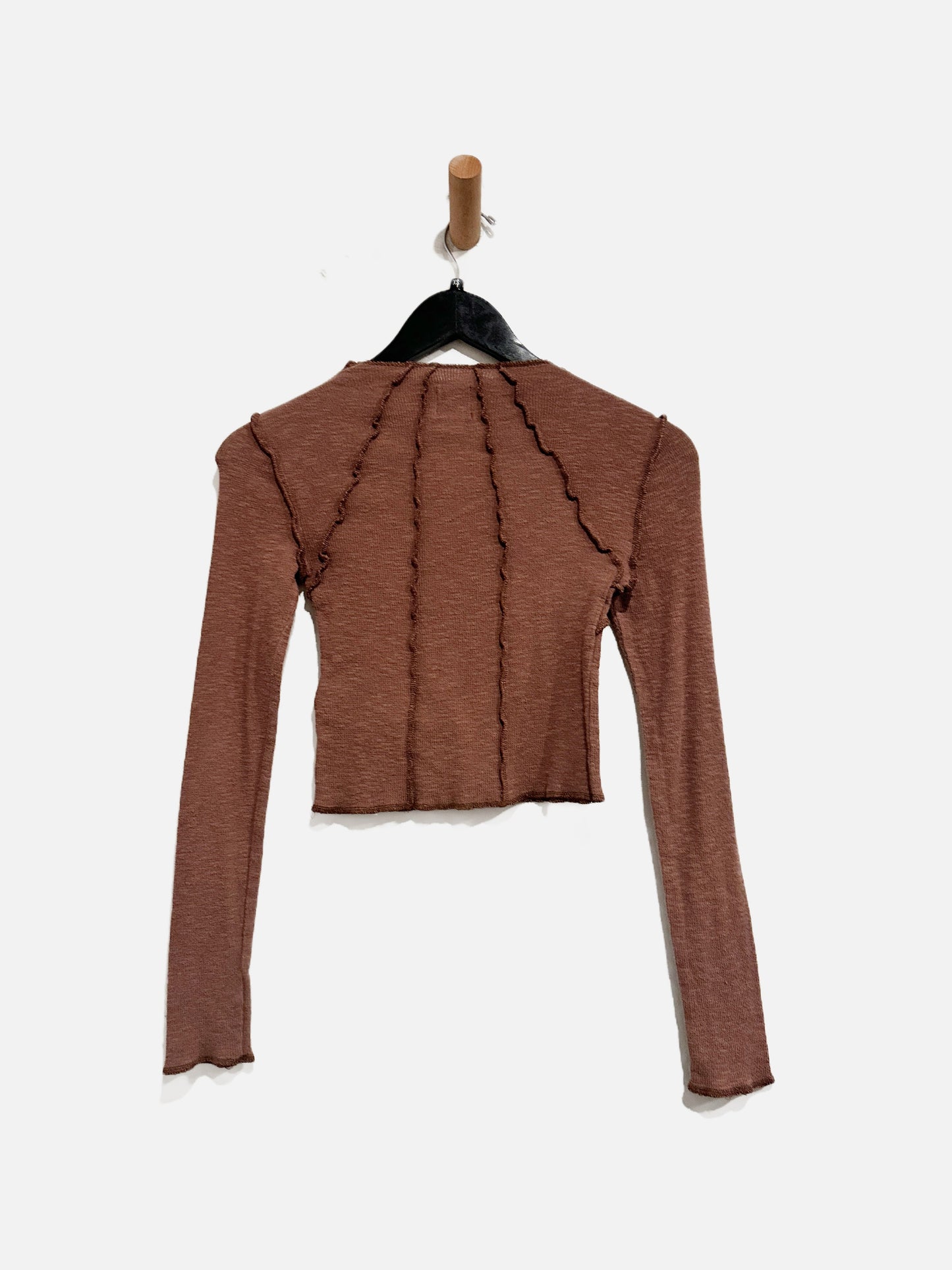 UO BDG Brown Mock Neck LS - XS