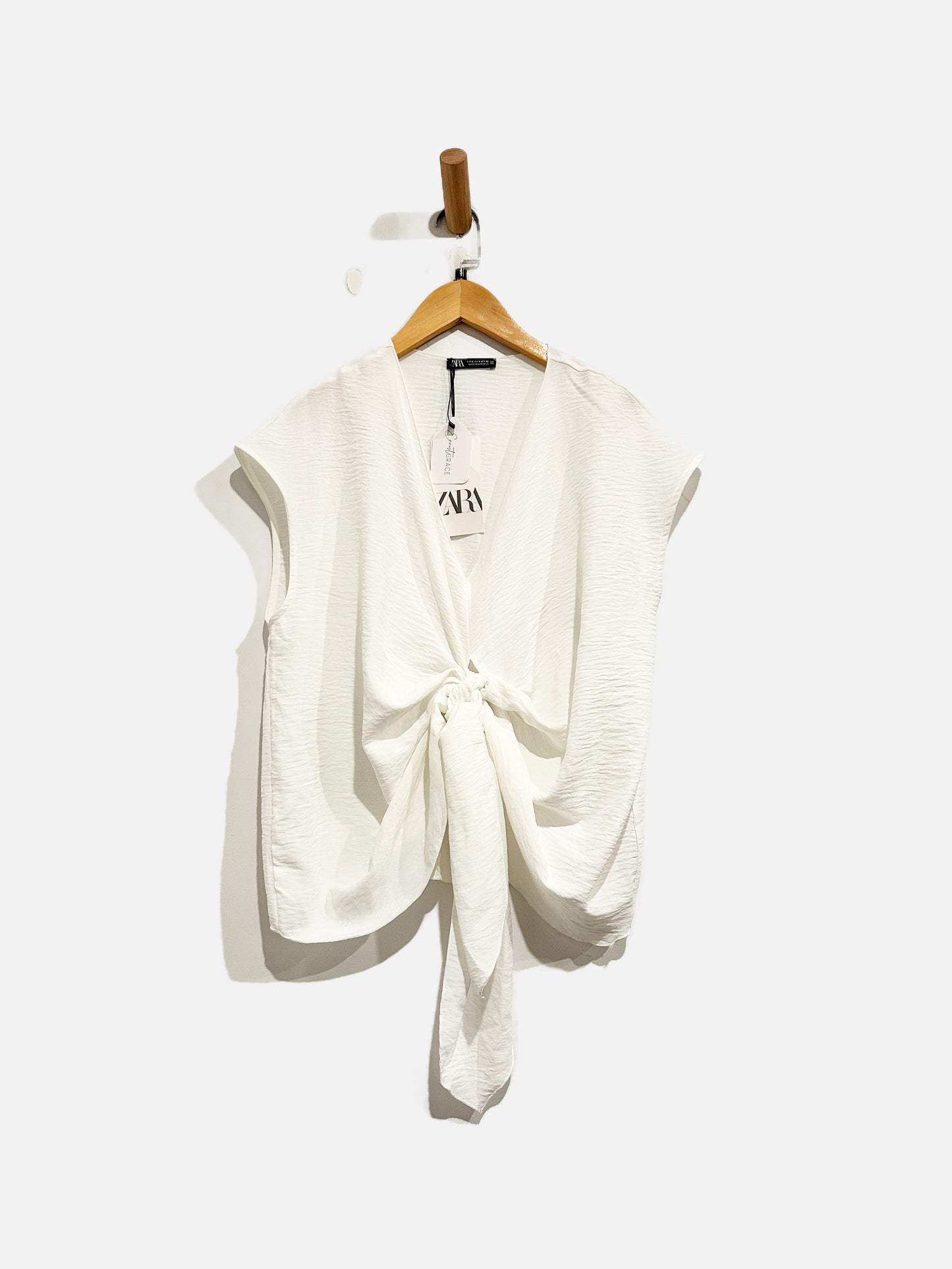 Zara White Crepe Top - Small