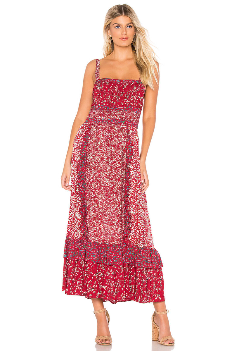 Free People Yesica Red Floral Maxi Dress - 8
