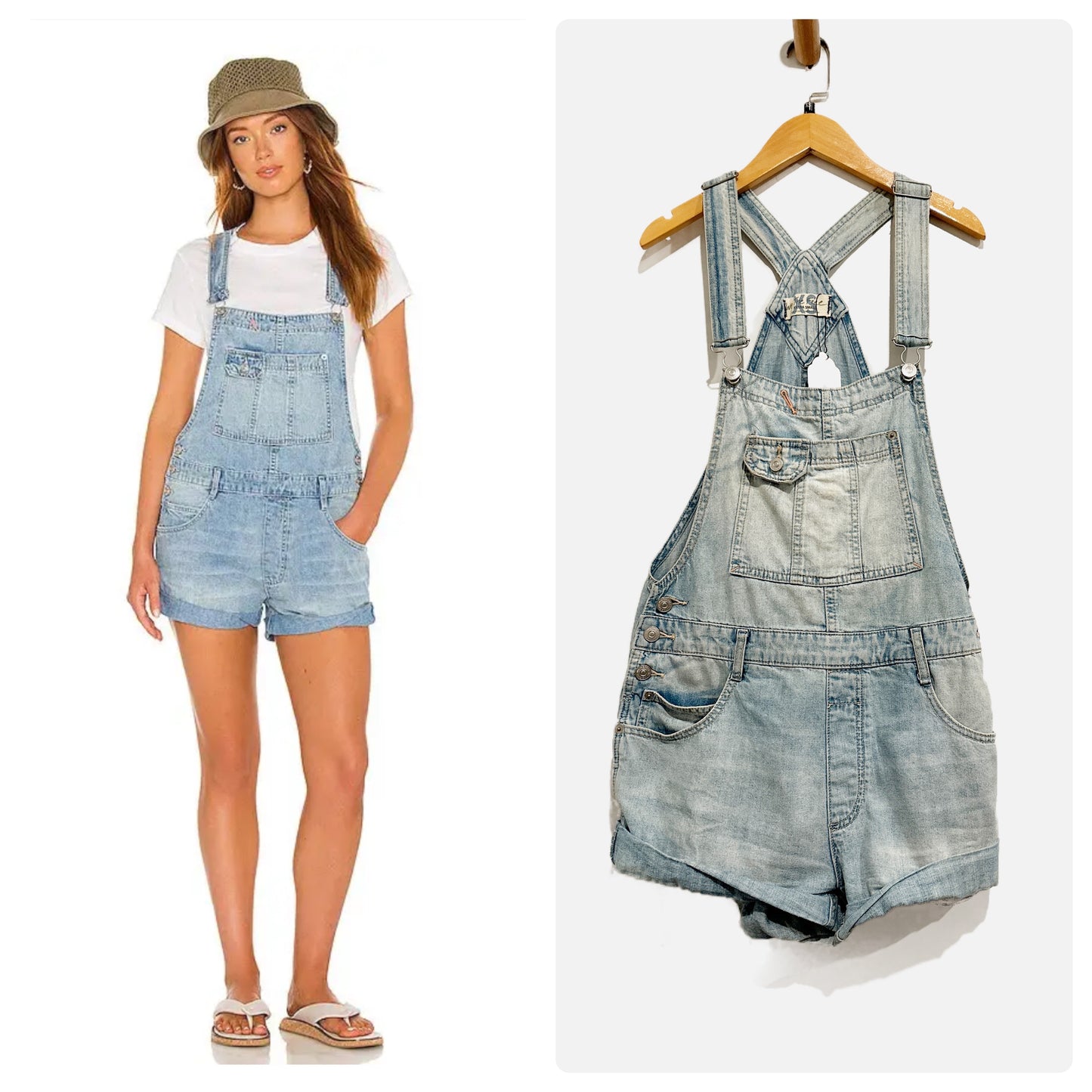 Free People Blue Denim Shortalls - XS