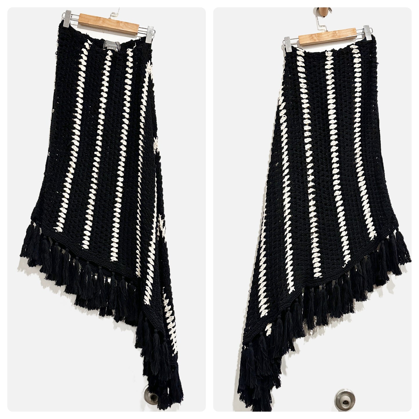 Anthropologie Black and White Crochet Shawl - 0S