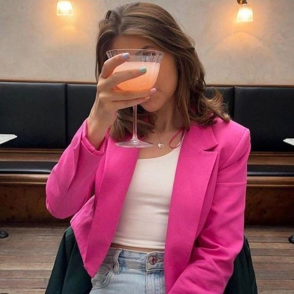 Zara NWT Pink Cropped Blazer Size Medium