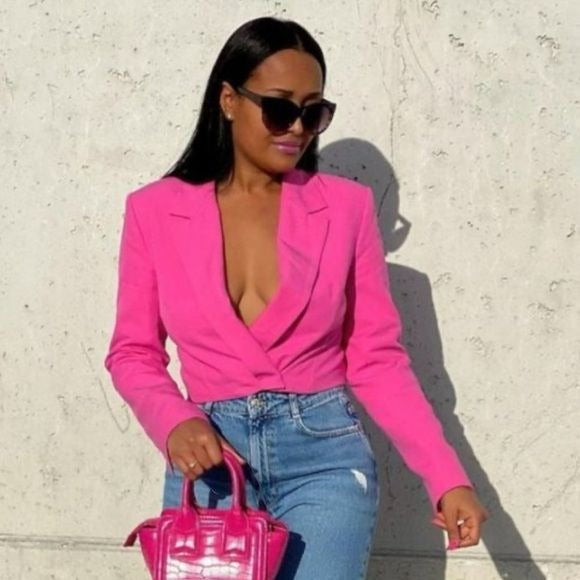 Zara NWT Pink Cropped Blazer Size Medium