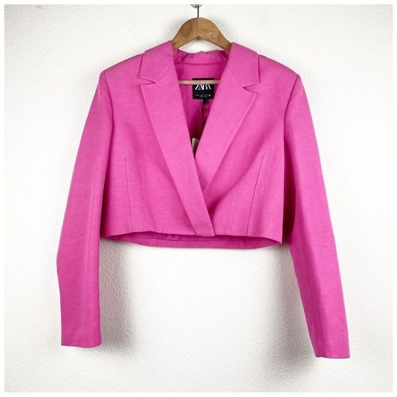 Zara NWT Pink Cropped Blazer Size Medium