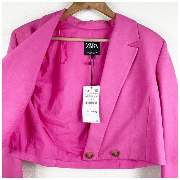 Zara NWT Pink Cropped Blazer Size Medium