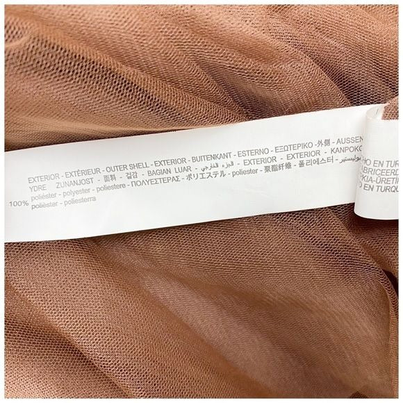 Zara NWT Brown Tulle One Shoulder Dress Size Small