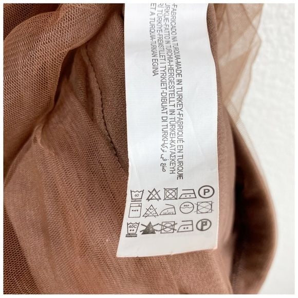 Zara NWT Brown Tulle One Shoulder Dress Size Small