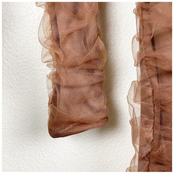 Zara NWT Brown Tulle One Shoulder Dress Size Small