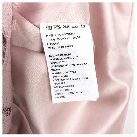 Bardot Lina Lace Dress in Pink Rose Size 4